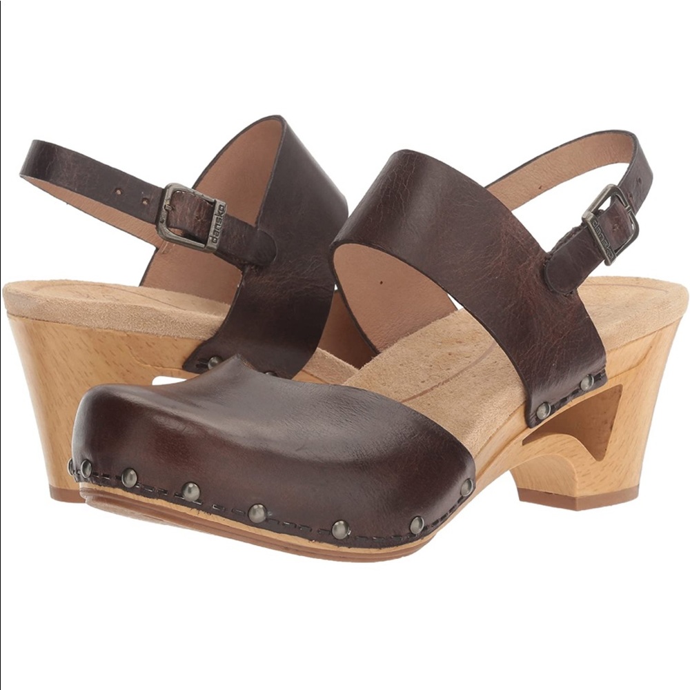 Dansko Thea Brown Cut Out Heel Clog Size EU 39